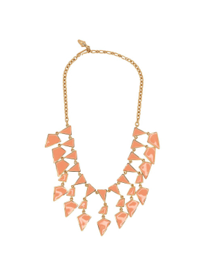 Coral Enamel Geo Drops Necklace