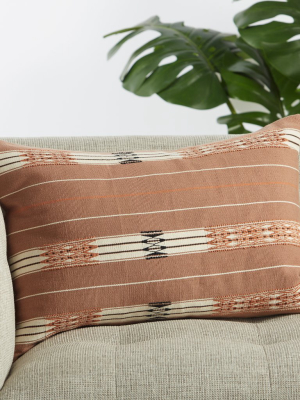 Phek Hand-loomed Tribal Pillow In Mauve & Cream