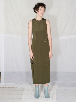 Pierced Tank Dress - Moss