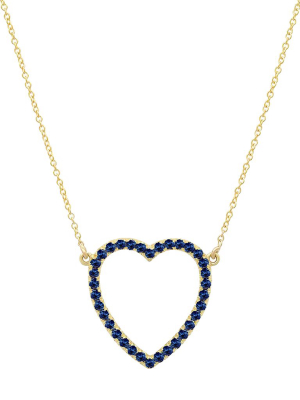 Open Heart Necklace - Blue Sapphire