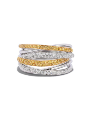 Effy Canare 14k 2-tone Gold Yellow And White Diamond Ring, 0.56 Tcw