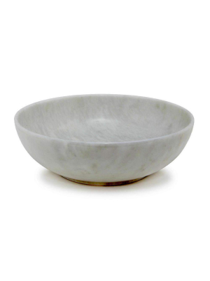Laurus Collection Pearl White 12" Marble Bowl