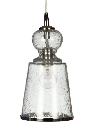 Long Lafitte Pendant In Clear Seeded Glass