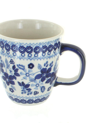 Blue Rose Polish Pottery Vintage Blue Daisy Coffee Mug