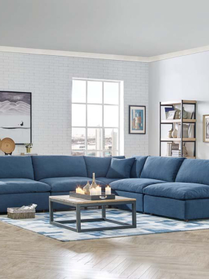 Reagan Down Filled Plush Overstuffed 5 Piece Corner Sectional Sofa