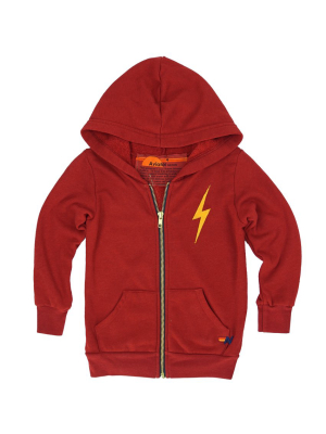 Kid's Bolt Zip Hoodie - Red