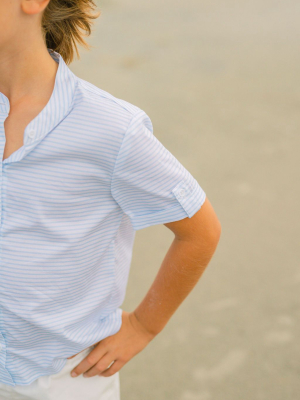 Boys Powder Blue Stripe Button Down Shirt