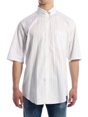 Balenciaga Striped Logo Short-sleeve Shirt