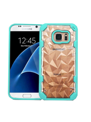 Mybat For Samsung Galaxy S7 Clear Teal Hard Tpu Case Cover