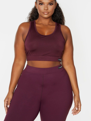 Prettylittlething Plus Plum Racer Back Sports Bra