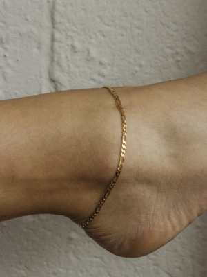 Figaro Fine Chain Anklet | Sterling Silver
