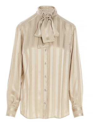 Dolce & Gabbana Striped Pussy-bow Blouse