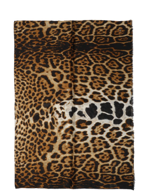 Saint Laurent Leopard Print Scarf