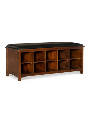 Cape Anne Dark Walnut Storage Bench Walnut - Linon