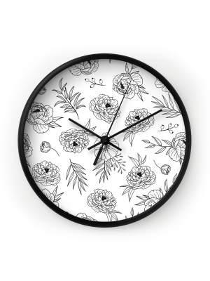 Emanuela Carratoni Floral Line Art Wall Clock - Deny Designs