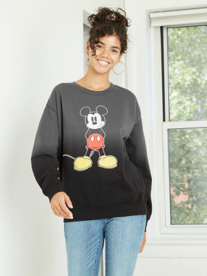 Women's Disney Mickey Front & Back Graphic Sweatshirt - Gray