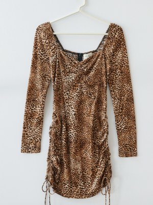 Kiss The Sky Animal Print Tie-side Mini Dress