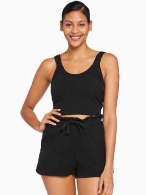 Thalia Organic Rib Crop Top - Black Organic Rib