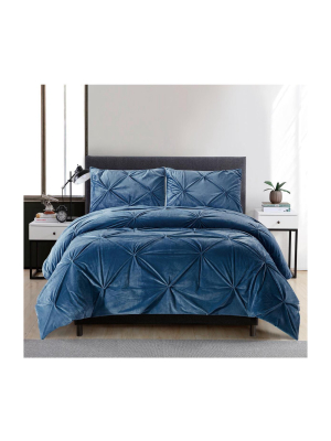 Lily Ny Pintuck Velvet Reversible To Sherpa 3pc Comforter Sets