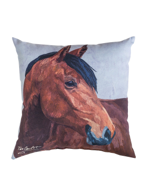 C&f Home 18" X 18" Bay Horse Indoor/outdoor Decorative Throw Pillow