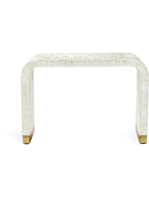 Interlude Home Beacon Console Table - Natural Cream - Polished Brass