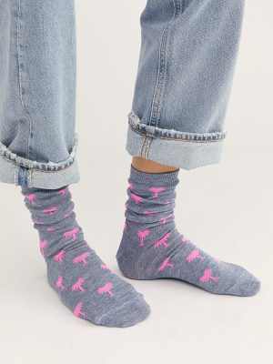 Linen Palm Tree Crew Sock