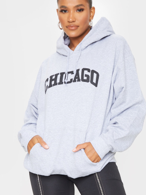 Grey Chicago Printed Hoodie