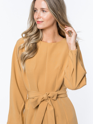 Tie Up Dress - Mustard