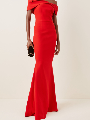 Rosa Heavy Crepe Off-the-shoulder Gown