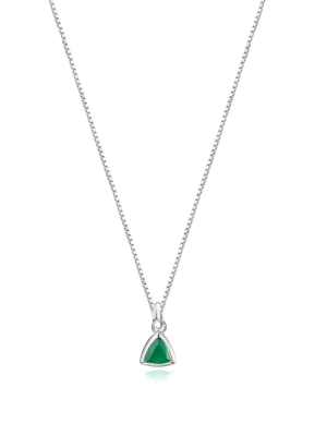 Green Onyx Charm Silver Necklace