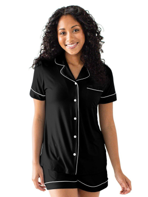 Clea Bamboo Classic Short Sleeve Pajama Set | Black