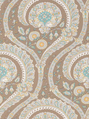 Sample Les Indiennes Wallpaper In Brown Color By Nina Campbell