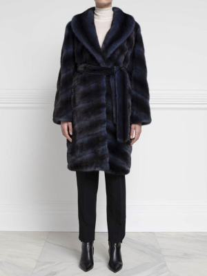 The Kristen Mink Fur Coat In Denim