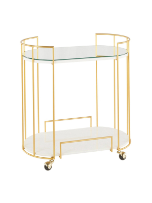 Canary Contemporary Glam Bar Cart Mirror Gold/white Marble - Lumisource