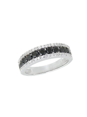 Effy 14k White Gold Black And White Diamond Ring, 0.89 Tcw