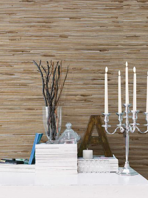 Tereza Silver Foil Grasscloth Wallpaper From The Jade Collection By Brewster Home Fashions