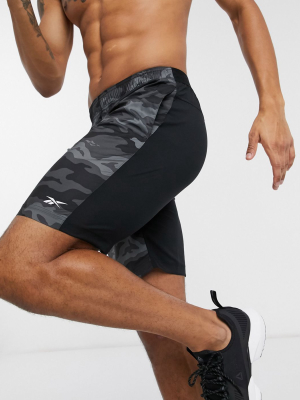 Reebok Training Camo Shorts In Black