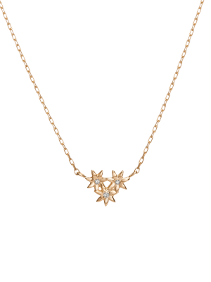Flower Necklace Mini Pendant With Diamonds