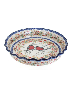 Blue Rose Polish Pottery Meadowlark Pie Plate