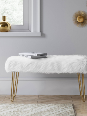 Radovre Hairpin Bench Faux Fur White - Project 62™