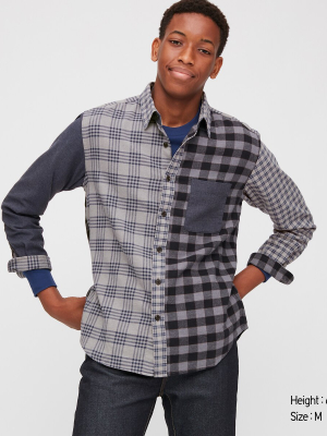 Men Flannel Checked Long-sleeve Shirt