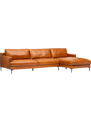 Ansel Leather Sectional, Oil Buffalo Camel