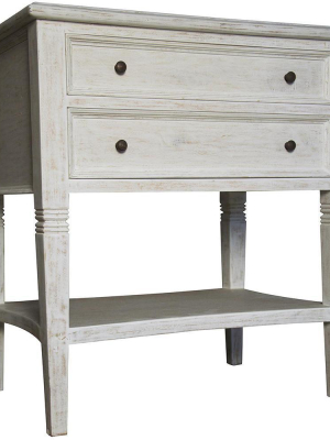 Noir Oxford 2 Drawer White Side Table