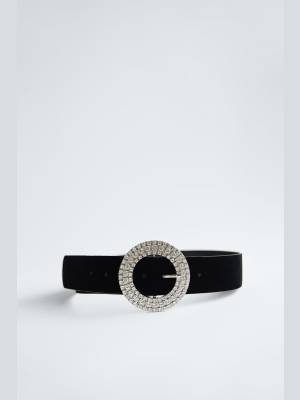 Belt With Bejeweled Buckle