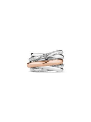 Eternity Five Band Highway Ring With 18k Rose Gold