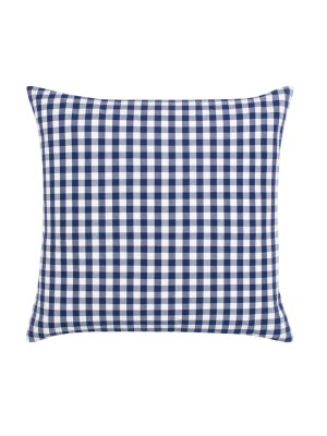 The Navy Blue Small Gingham Square Throw Pillow