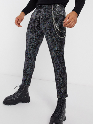 Asos Design Super Skinny Velvet Smart Pants Without Chain