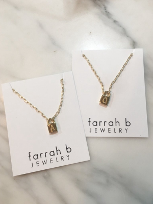 Farrah B Secret Identity Initial Lock Necklace