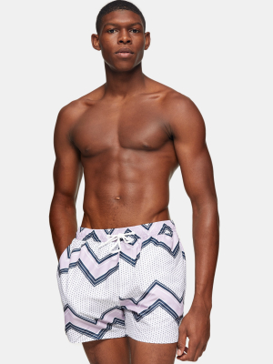 White Zig Zag Swim Shorts