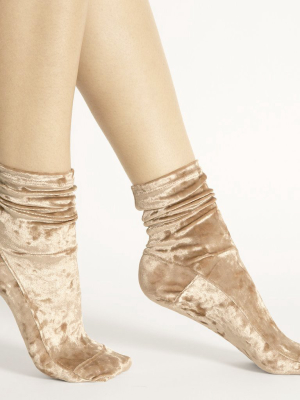 Darner Beige Crushed Velvet Socks